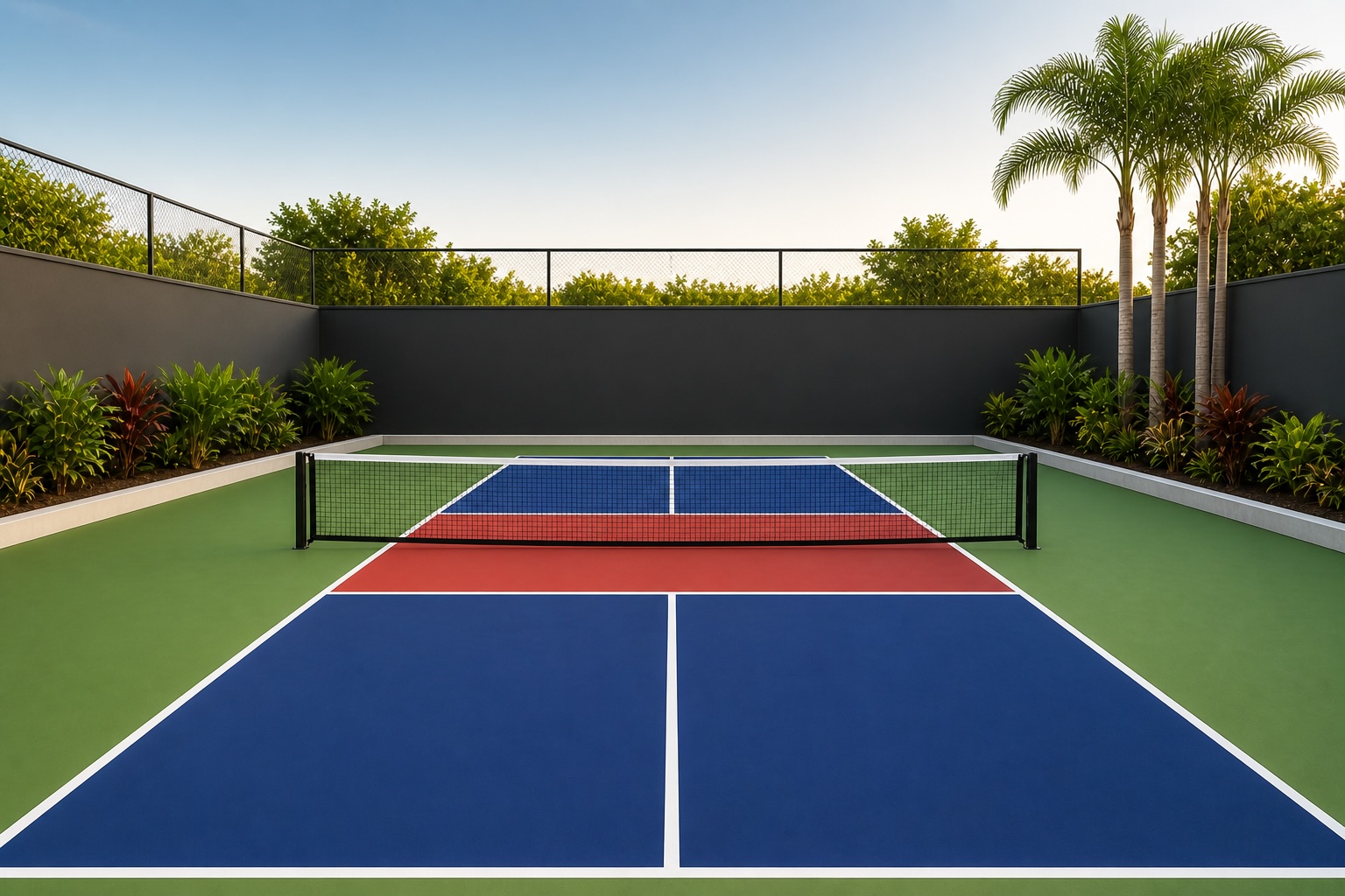 Cancha de pickleball profesional en residencia expat premium de San Miguel de Allende con pintura tipo Laykold UV-stable